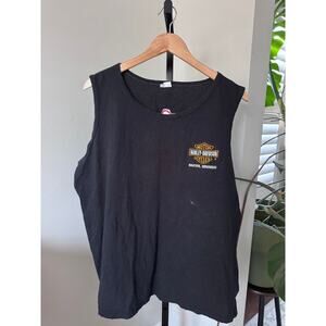 Harley Davidson Sleeveless Shirt Black Roatan Honduras Graphic Tank Top